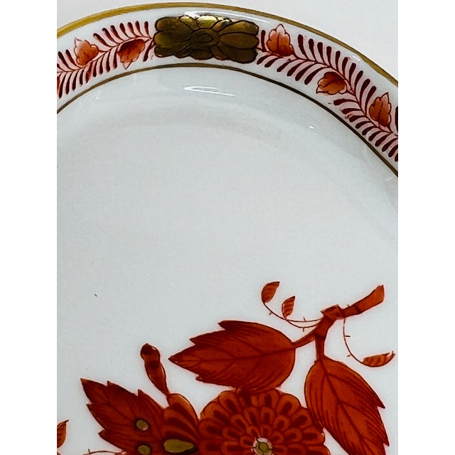 Herend Herend Chinese Bouquet Rust Scalloped Oval Dish For Sale - Image 4 of 9
