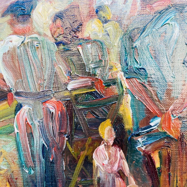 French Mid Century French Oil Painting by Duand Louis "Marche Aux Poissons" For Sale - Image 3 of 11