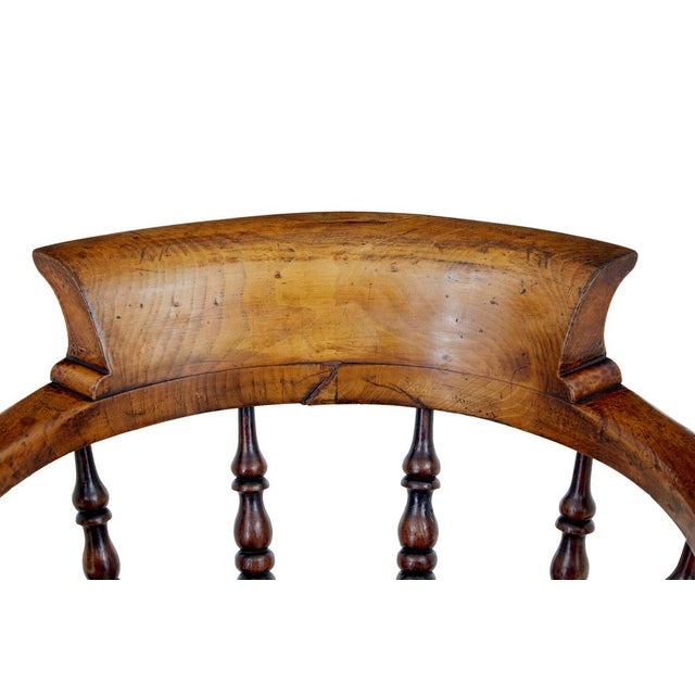 Wood Mid 19th Century Elm Captains Armchair, 1860s For Sale - Image 7 of 10