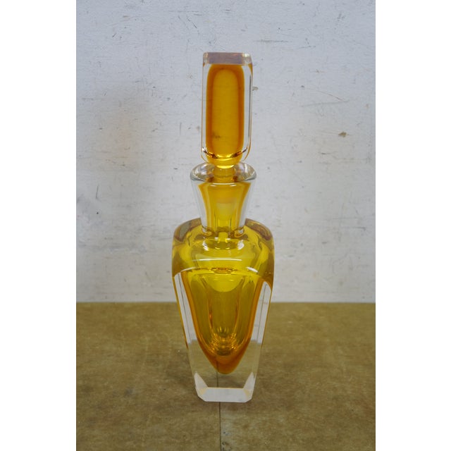 Mid 20th Century Mid Century Modern Italian Murano Yellow Sommerso Glass Decanter Bottle Stopper For Sale - Image 4 of 18