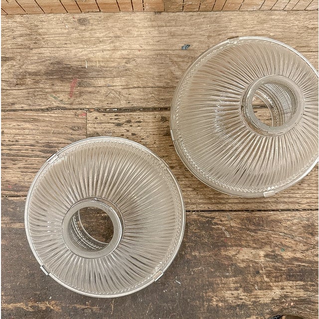 Antique Holophane Glass Lamp Shades, a Pair For Sale - Image 4 of 13