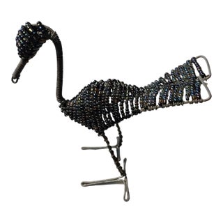 1990s Handmade Standing Beaded Bird Decoration For Sale
