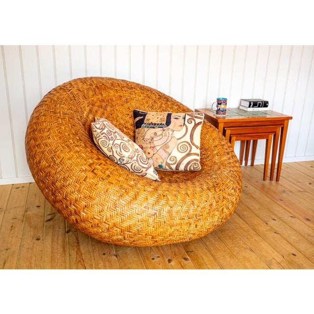 Mid-Century Modern Mid-Century Modern French Mushroom Rattan Pod Easy Lounge Chair, 1970s For Sale - Image 3 of 18