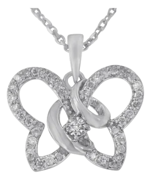 .925 Sterling Silver 1/4 cttw Prong-Set Diamond Butterfly 18" Pendant Necklace (H-I Color, I1-I2 Clarity)