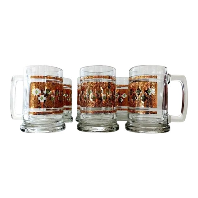 Set of 6 Culver Valencia Mid Century Modern Beer Steins For Sale