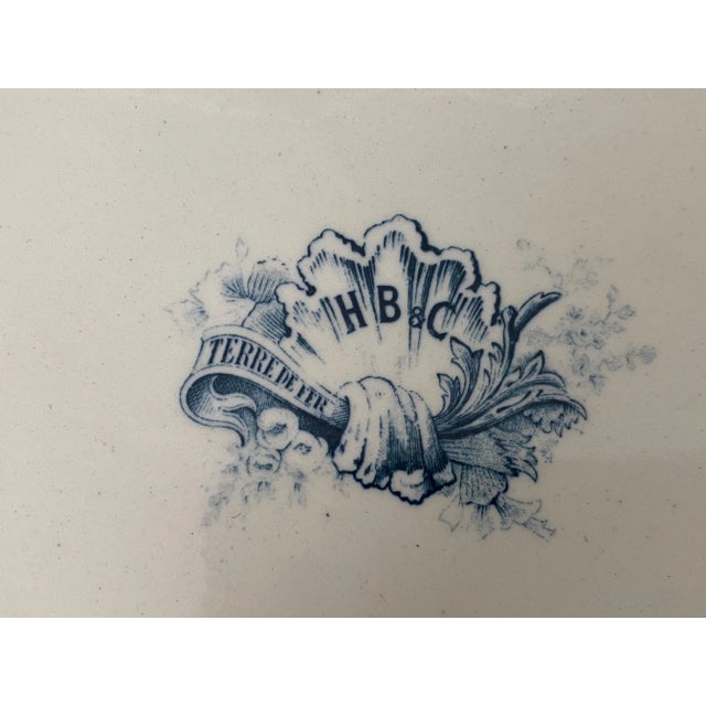 Faience Dish with Flowers Decor by Terre De Fer, France, 19th Century For Sale - Image 5 of 11