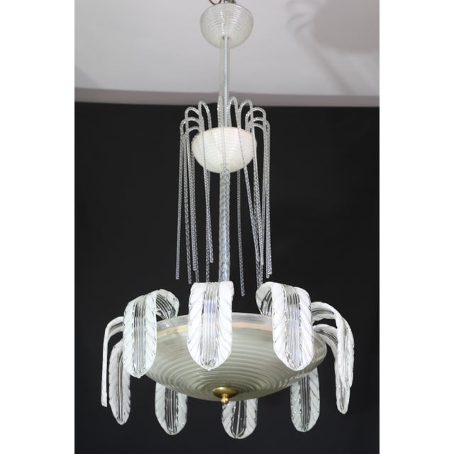 Art Deco Museal Art Decò Ercole Barovier Murano Glass Chandelier, 1930 For Sale - Image 3 of 18