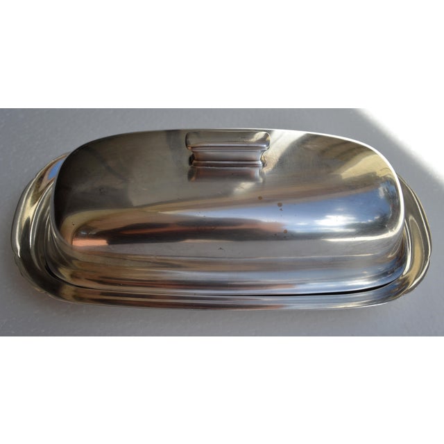 Metal Early 20th Century Art Deco Reed & Barton Silver Plate Butter Dish With Lid For Sale - Image 7 of 18