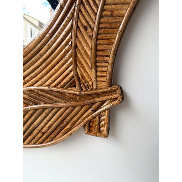 1970s Rattan Palm Tree Mirror by Vivai Del Sud. Italy, 1970s For Sale - Image 5 of 11