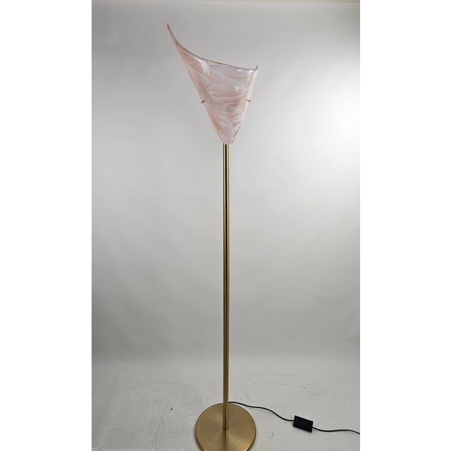 Brass and Pink Murano Glass Floor Lamp from La Murrina, 1970s For Sale - Image 11 of 11