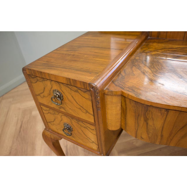 Wood Art Deco Walnut and Walnut Veneer Dressing Table, 1930s For Sale - Image 7 of 12