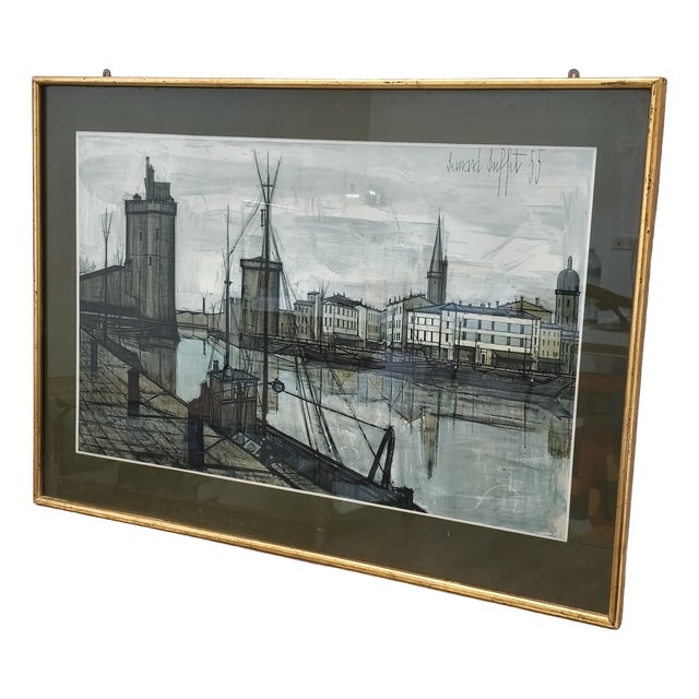 Bernard Buffet, Impression La Rochelle, Ed. Galerie Garnier Braun, 1960, Paper For Sale