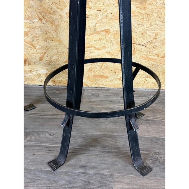 Vintage Brutalist Bar Stools in Iron and Wood, 1960s, Set of 2 For Sale - Image 9 of 18