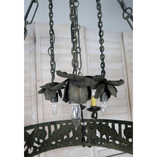 Metal 19th Century Spanish Wrought Iron Chandelier For Sale - Image 7 of 9