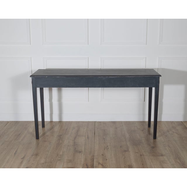 Black Midcentury Painted Console Table with Drawers and Brass Details, circa 1960 For Sale - Image 8 of 9
