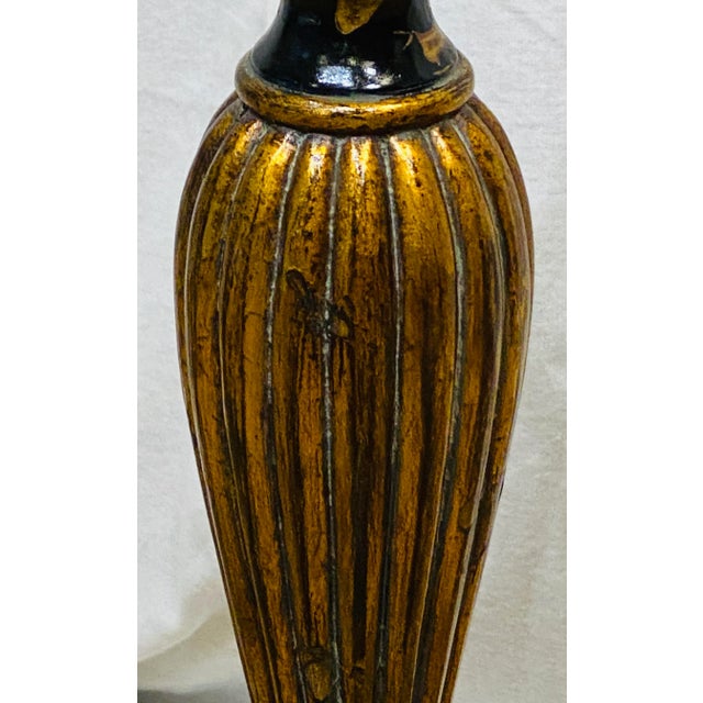 Maitland - Smith Maitland Smith Black and Gilt Floor Candle Stand / Lamp Base With Distressed Finish For Sale - Image 4 of 11