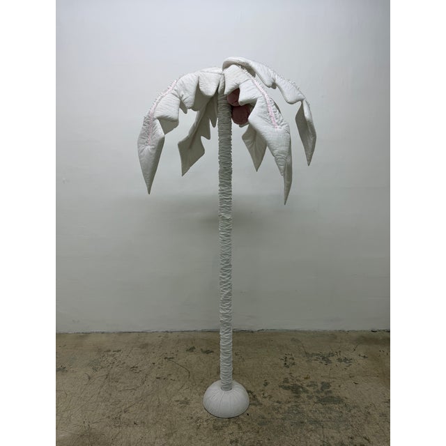 Single fabric coconut palm tree. The palm leaves are adjustable. Unsigned but most likely by Jeff and Lisa Wright, 1990s.