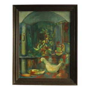 Surrealist Ea Wagner “Palio Sill Life” Oil Painting Mid 20th Century Horse Race