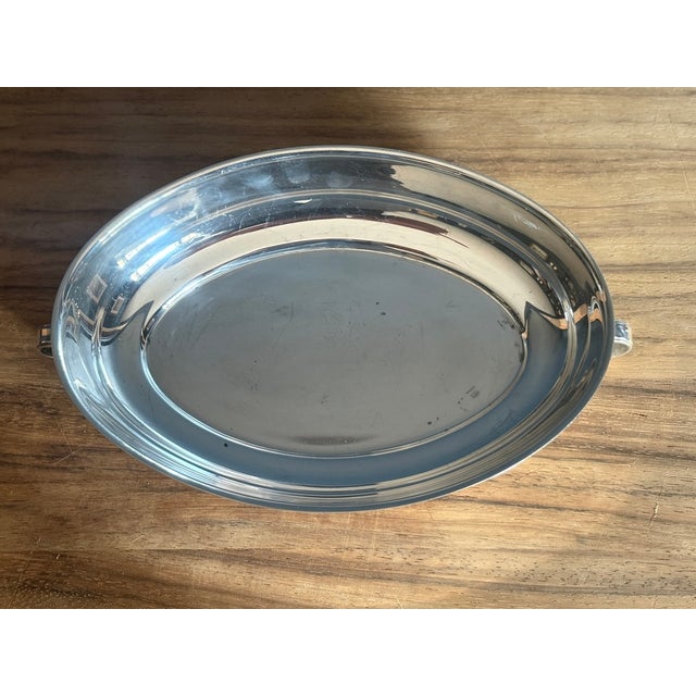 Mid 20th Century Silverplate Oval Serving Dish With Floral Handles For Sale In Atlanta - Image 6 of 6