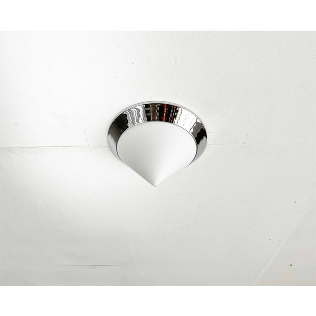 Silver Vintage Cone Glass and Chrome Ceiling Lamp, 1980s For Sale - Image 8 of 18