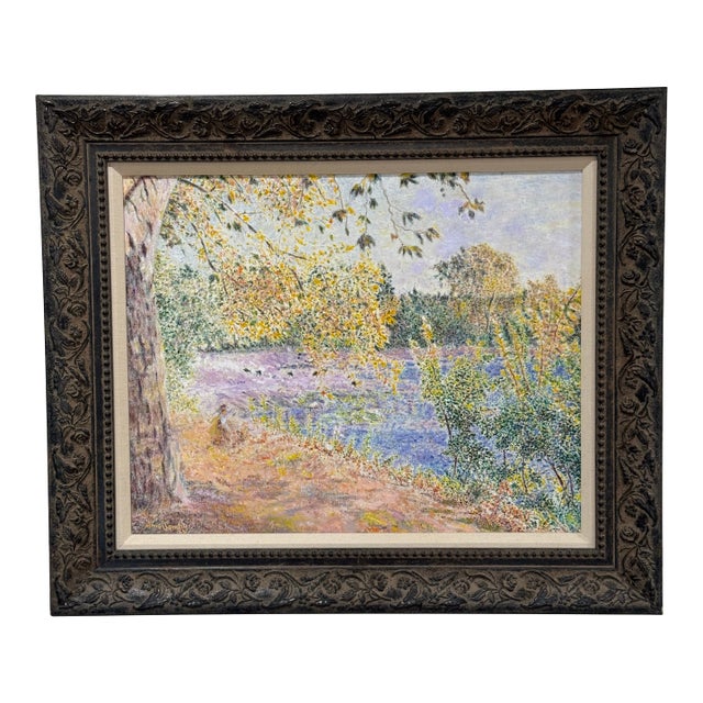 “Jour D’ Automne Ensoleille’ “ (Sunny Autumn Day) Carcassonne, France, Southwestern France by French Artist, Anne Sandry, Plein Air Oil, Framed For Sale