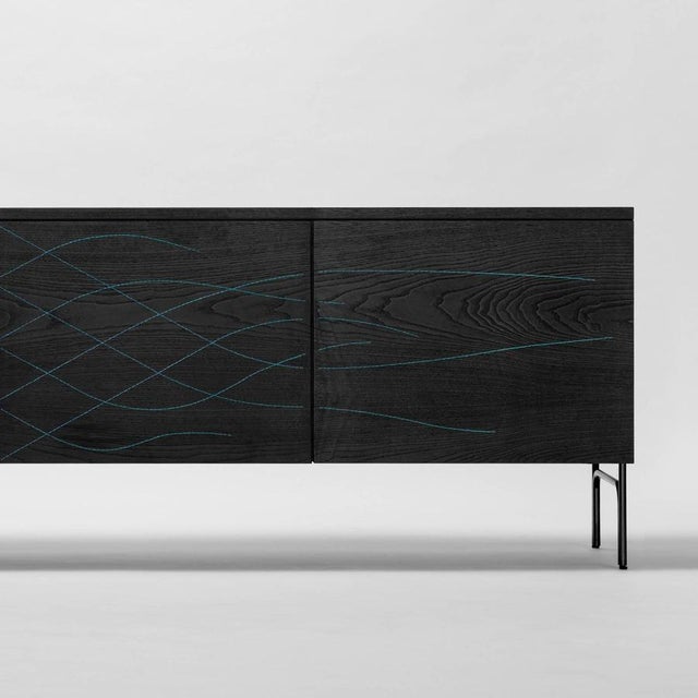 Metal Couture Sideboard in Stained Black Ash Wood by Färg & Blanche for BD Barcelona For Sale - Image 7 of 10