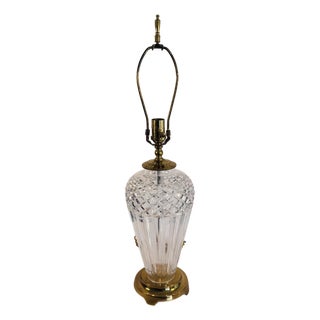 Vintage 1990s Waterford Crystal Belline Table Lamp W/ Brass Accents For Sale