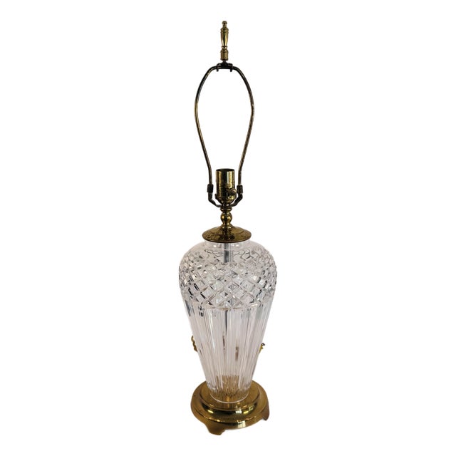 Vintage 1990s Waterford Crystal Belline Table Lamp W/ Brass Accents For Sale