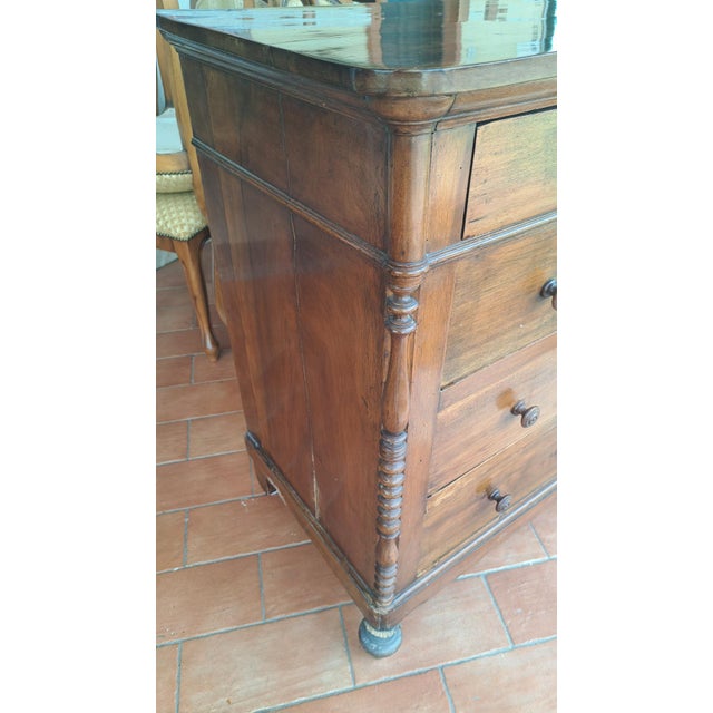 Italian Chest of Drawers in Walnut For Sale - Image 4 of 6