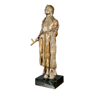 Carl Kauba "Chief Wolf Robe" Patinated Bronze Sculpture on Marble Base