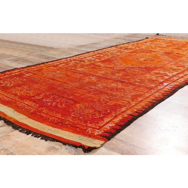 Orange Vintage Taznakht Moroccan Rug, 04'06 X 11'05 For Sale - Image 8 of 10