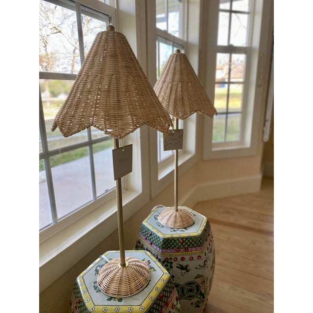 Lillian August Parasol Rattan Lamps a Pair Chairish