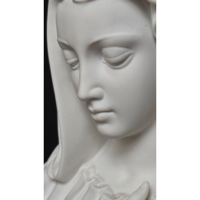 Ceramic Mid 20th Century Edward Marshall Boehm Bisque Porcelain Madonna Bust For Sale - Image 7 of 16