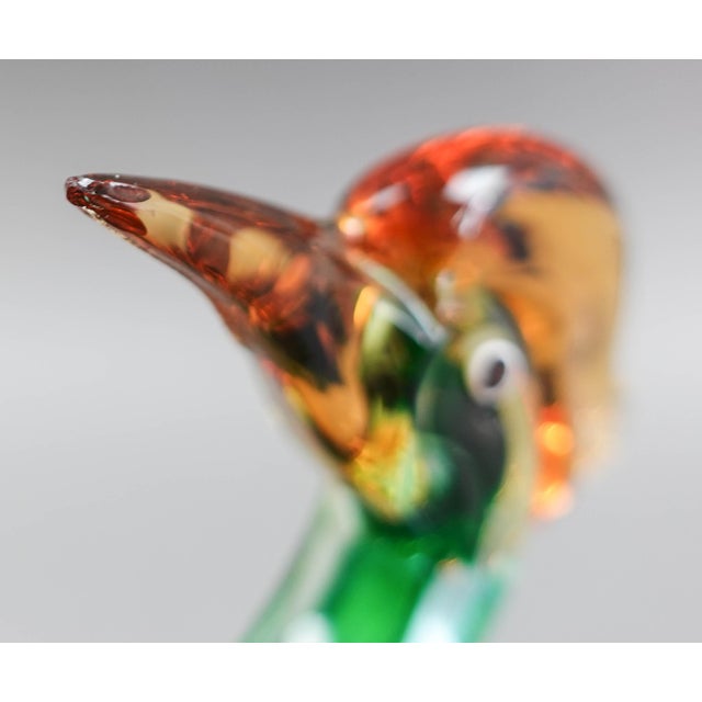 Glass Vintage Late 20th Century Murano Italian Sommerso Art Glass Heron Egret Bird Sculpture For Sale - Image 7 of 10