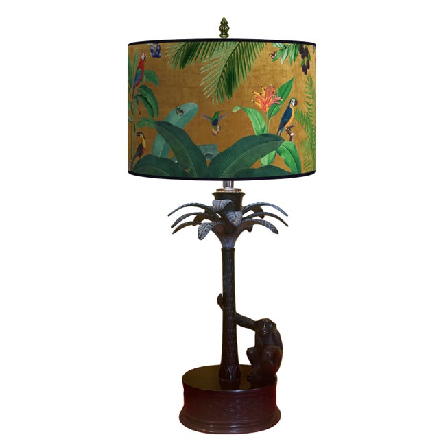 Bronze Palm Tree Chimpanzee Table Lamp -Maitland Smith 1970's For Sale - Image 9 of 12