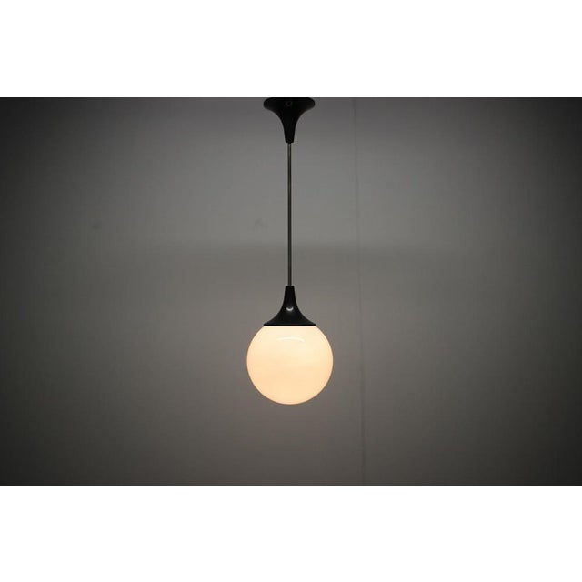 Czechoslovak Opaline Glass Globe Pendant Lamp, 1970s For Sale - Image 9 of 10