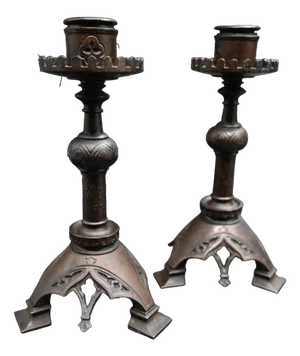 Iron Candlesticks by C.J. Vombach, Frankfurt, Germany, 1880s, Set of 2