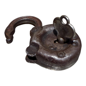 Antique "Pancake" Style Lever Padlock, Edwards 6-Lever Padlock