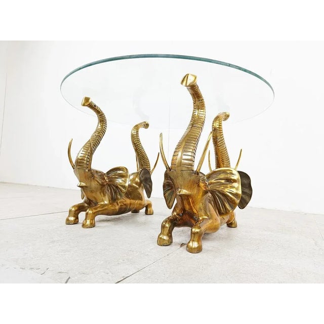 Vintage Brass Elephant Coffee Table, 1970s For Sale - Image 4 of 10