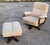 Set of Mid-Century Swivel Armchair and Ottoman in Tweed and Wood, 1970 For Sale - Image 10 of 14