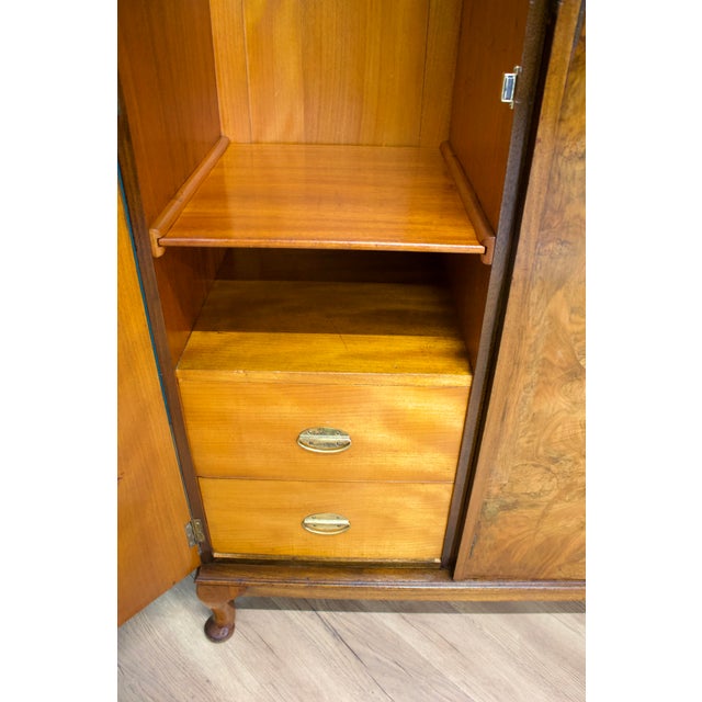 Vintage Art Deco Burr Walnut Triple Door Wardrobe, 1930s For Sale - Image 10 of 15