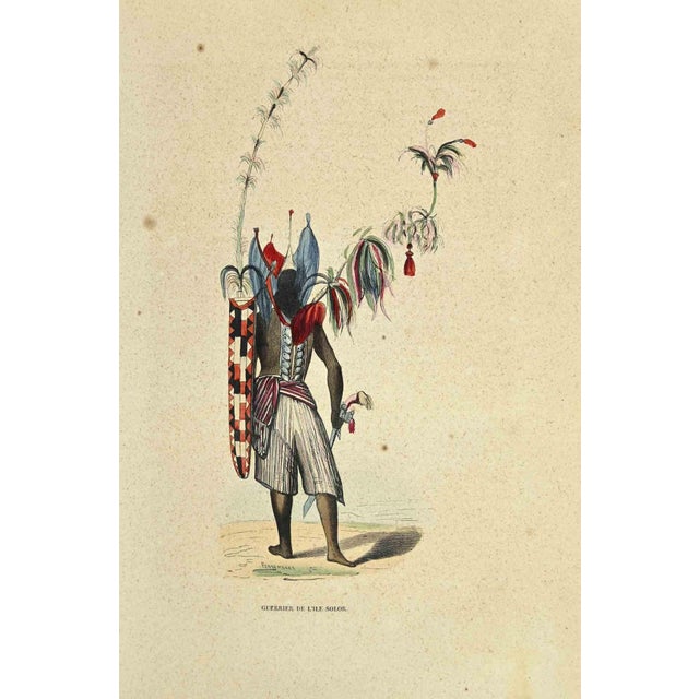 Warrior of L'ile Solor is a hand colored lithographs made by Auguste Wahlen in 1844. Good condition. The artwork belongs...