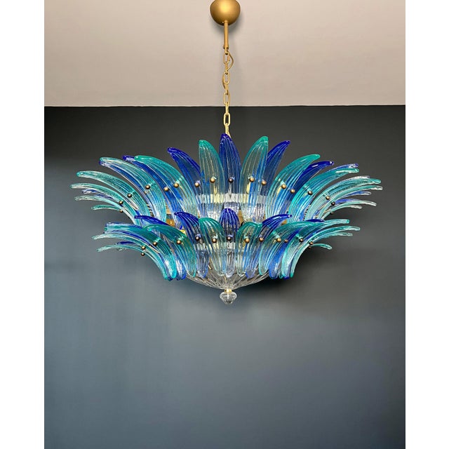 Mid-Century Modern Murano Palmette Chandelier, 1990s For Sale - Image 3 of 18