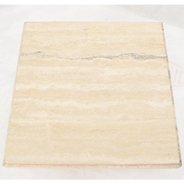 1970s Square Italian Mid-Century Modern Travertine Side Table For Sale - Image 5 of 12