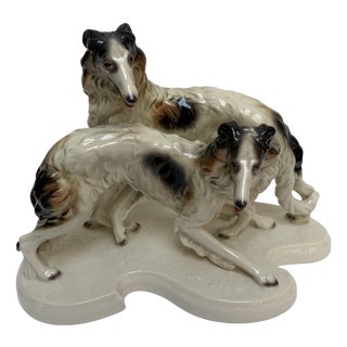 Borzoi Greyhounds Porcelain Figurine by Cortendorf Company, 1950s For Sale