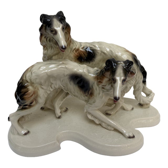 Borzoi Greyhounds Porcelain Figurine by Cortendorf Company, 1950s For Sale