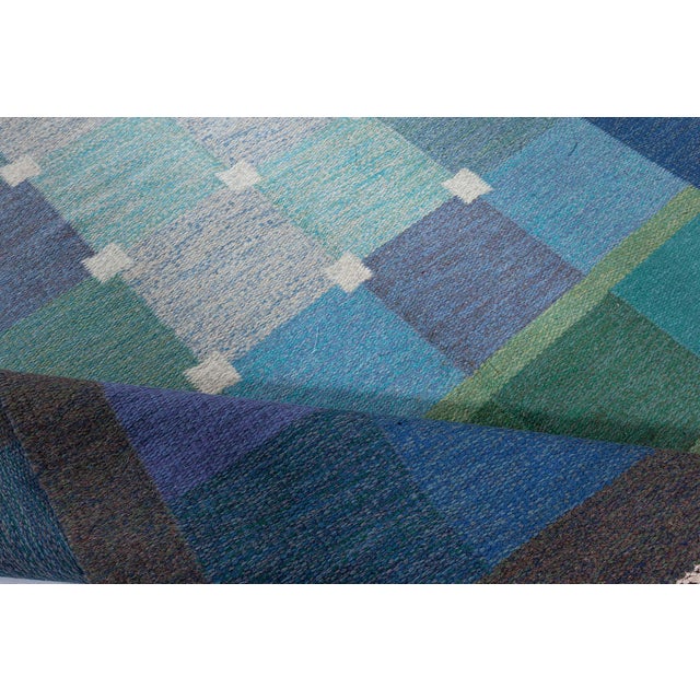 Mid-Century Modern Doris Leslie Blau Mid-20th Century Swedish Flat Woven Rug by Ulla Pakdal For Sale - Image 3 of 9