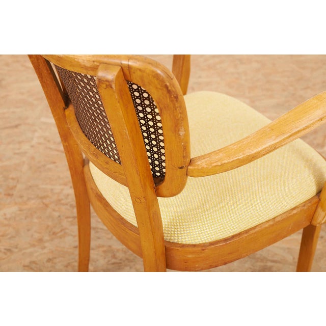 Wooden Chair with Caned Back and Fabric Seat from Horgenglarus, 1940s For Sale - Image 9 of 12