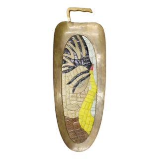 Mid 20th Century Salvador Terán Mosaic and Brass Tray For Sale