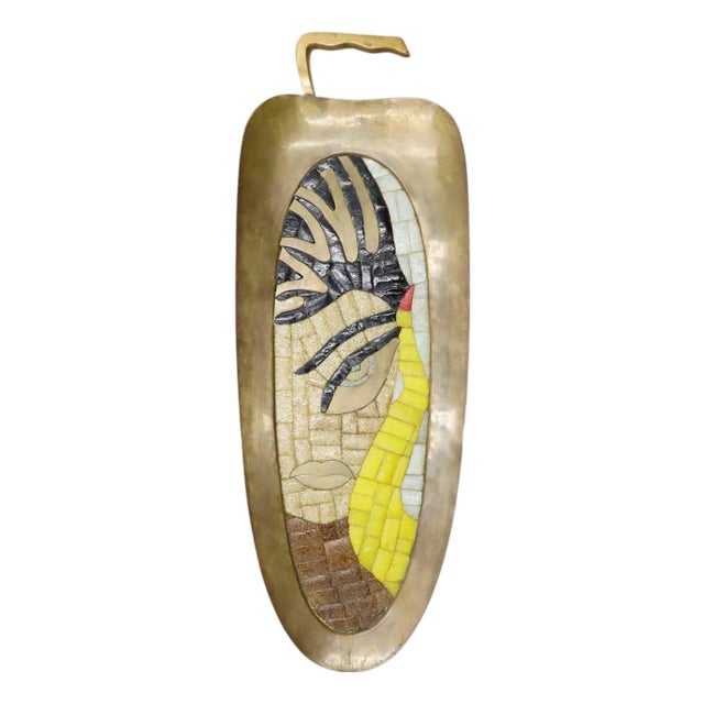 Mid 20th Century Salvador Terán Mosaic and Brass Tray For Sale